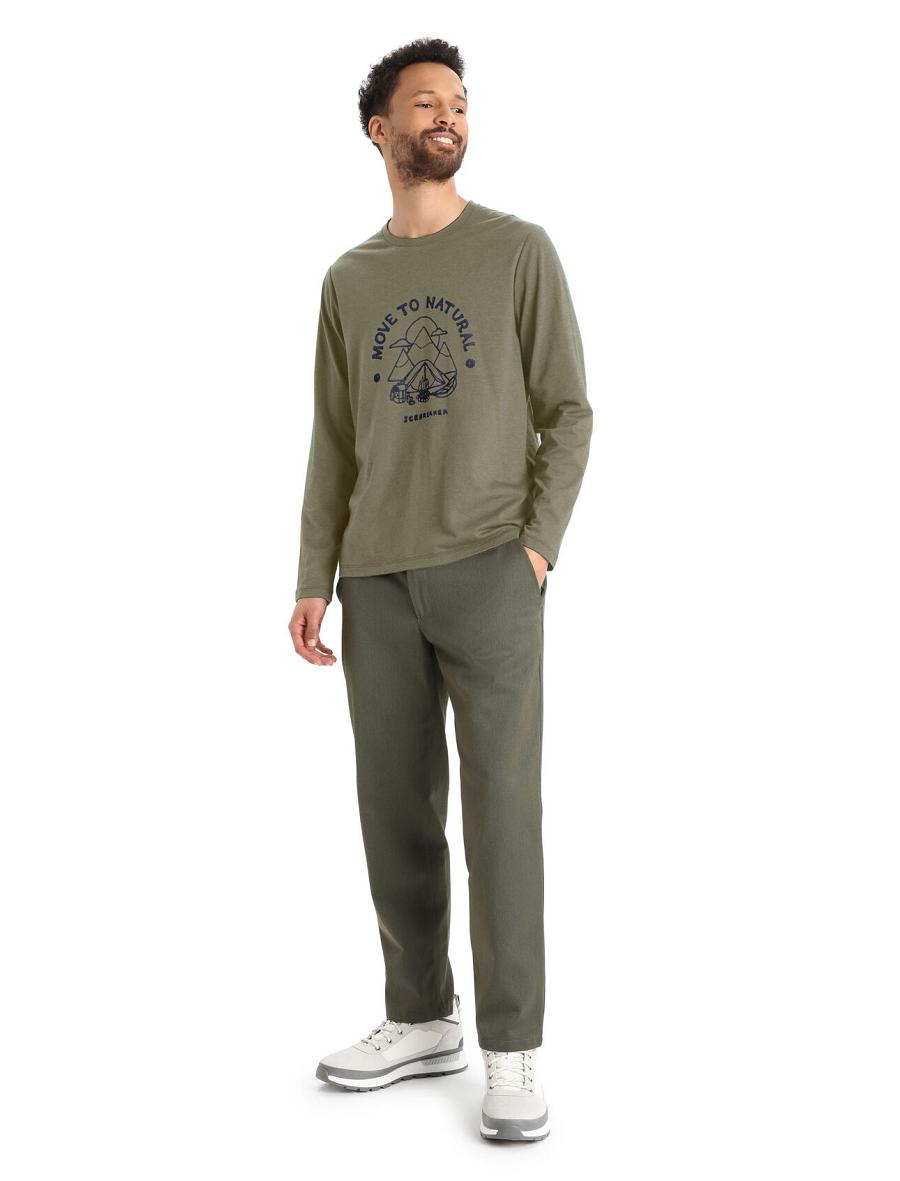 Loden Icebreaker Merino Central Classic T-Shirt Canopy Camper Men's Long Sleeve | AU 1225DFMN